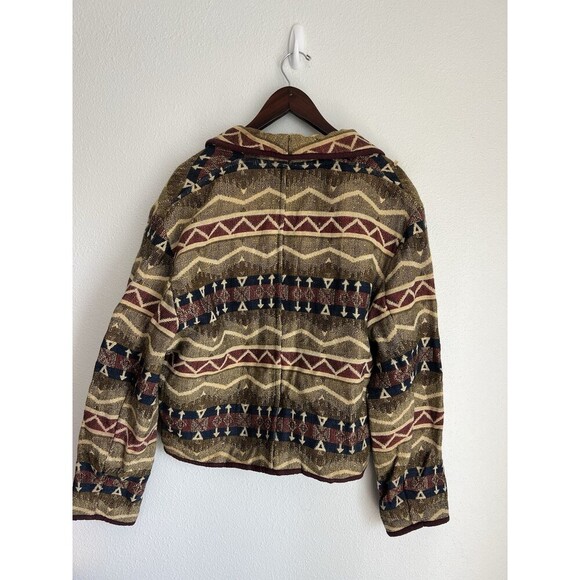 Vintage Flashback Aztec Tapestry Southwestern Western Cropped Cotton Jacket L - Picture 4 of 7